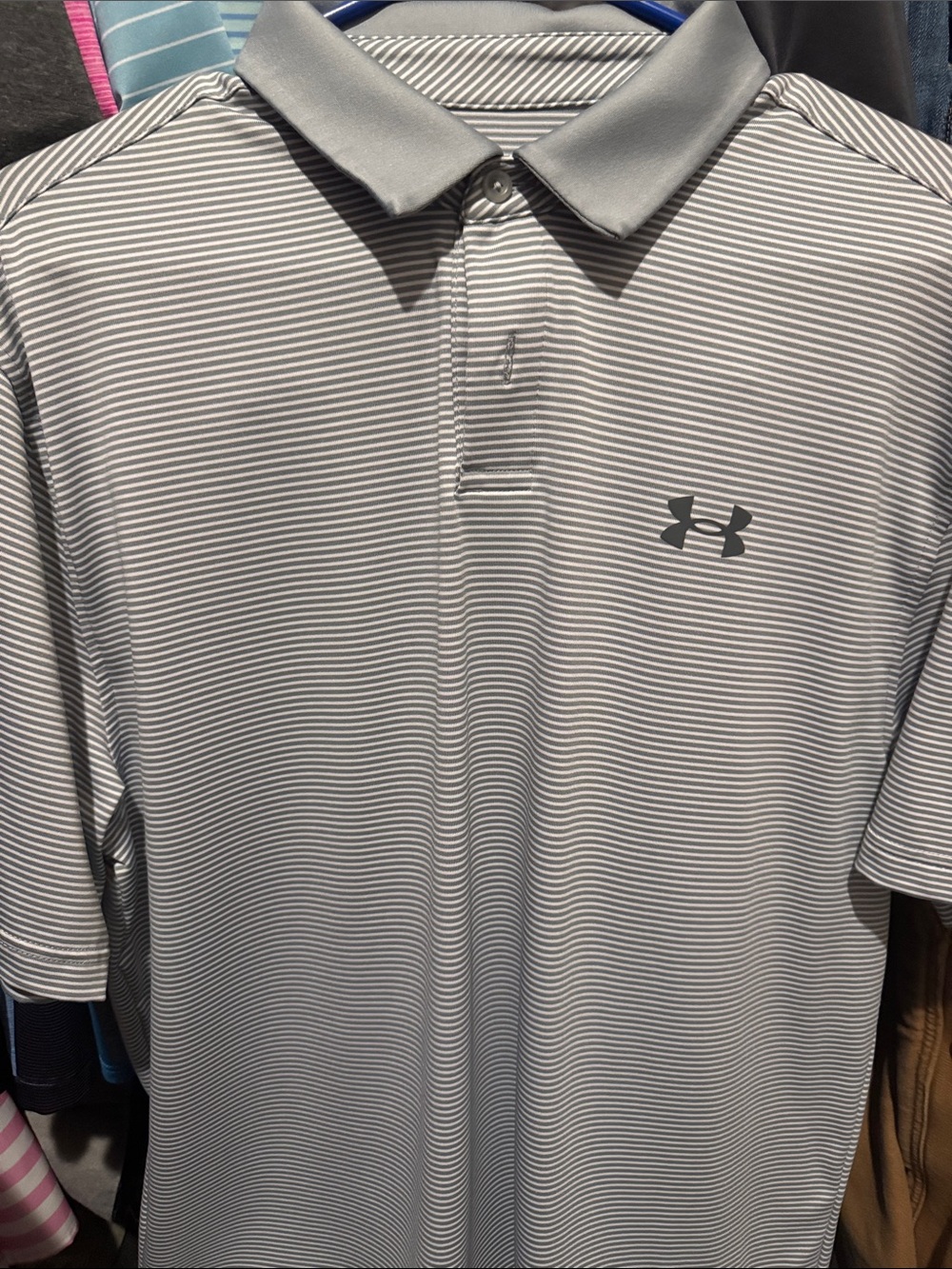 Under Armour Men's Light Gray Micro-Stripe Polo